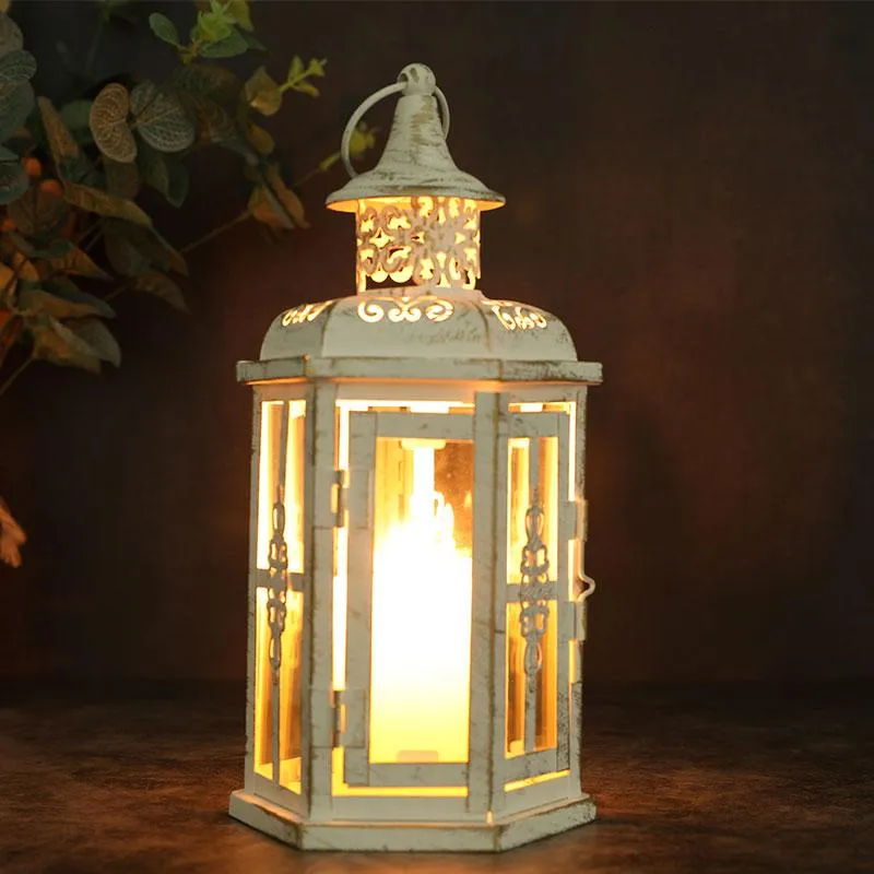 10 inch High Vintage Style Hanging Lantern Metal Candleholder