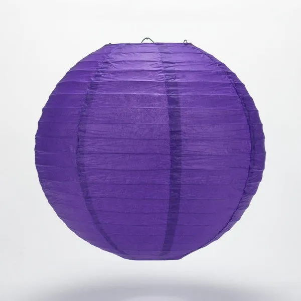 10 Inch Plum Purple Parallel Ribbing Round Paper Lantern