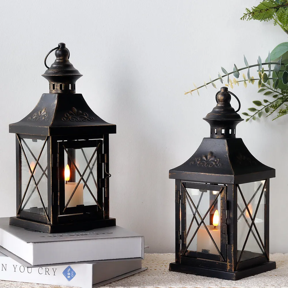 11'' High Metal Decorative Candle Lantern Hanging Candle Holder(Set of 2)