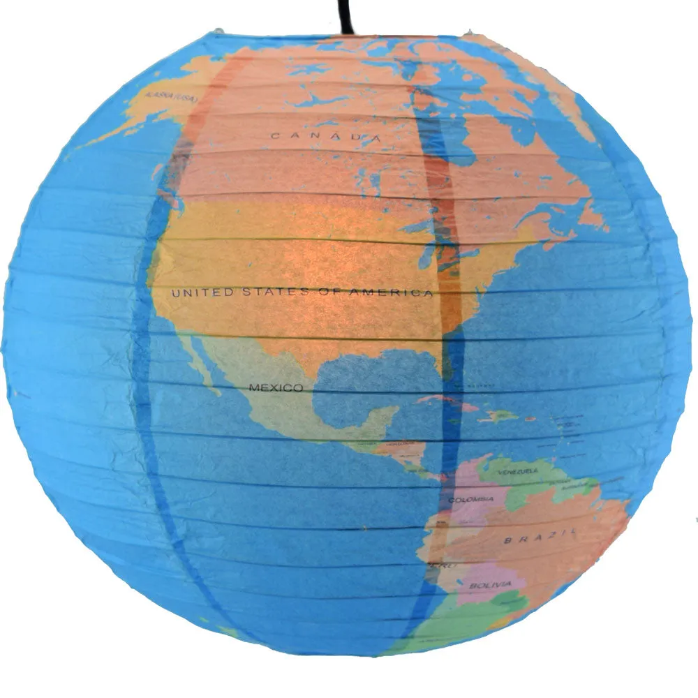 12 Pack | 14" Geographical World Map Earth Globe Paper Lantern Hanging Classroom & Party Decoration