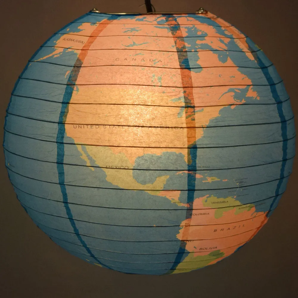 12 Pack | 14" Geographical World Map Earth Globe Paper Lantern Hanging Classroom & Party Decoration