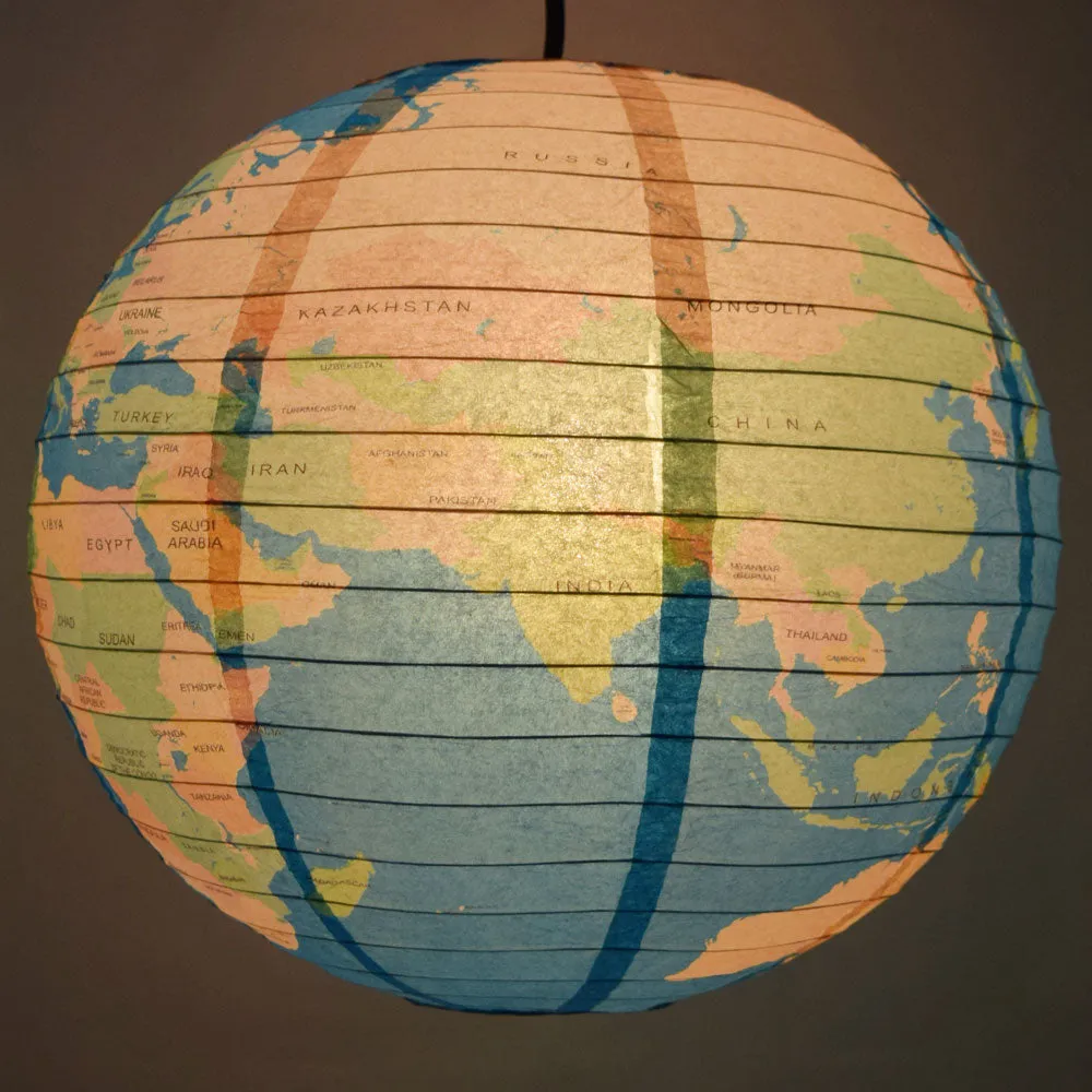 12 Pack | 14" Geographical World Map Earth Globe Paper Lantern Hanging Classroom & Party Decoration