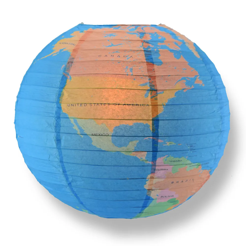 12 Pack | 14" Geographical World Map Earth Globe Paper Lantern Hanging Classroom & Party Decoration