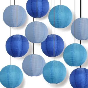 12-Pack of Jumbo Multicolor Blue Nylon Lanterns Party Pack