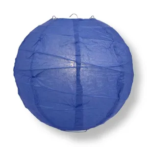 12" Dark Blue Round Paper Lantern, Crisscross Ribbing, Chinese Hanging Wedding & Party Decoration