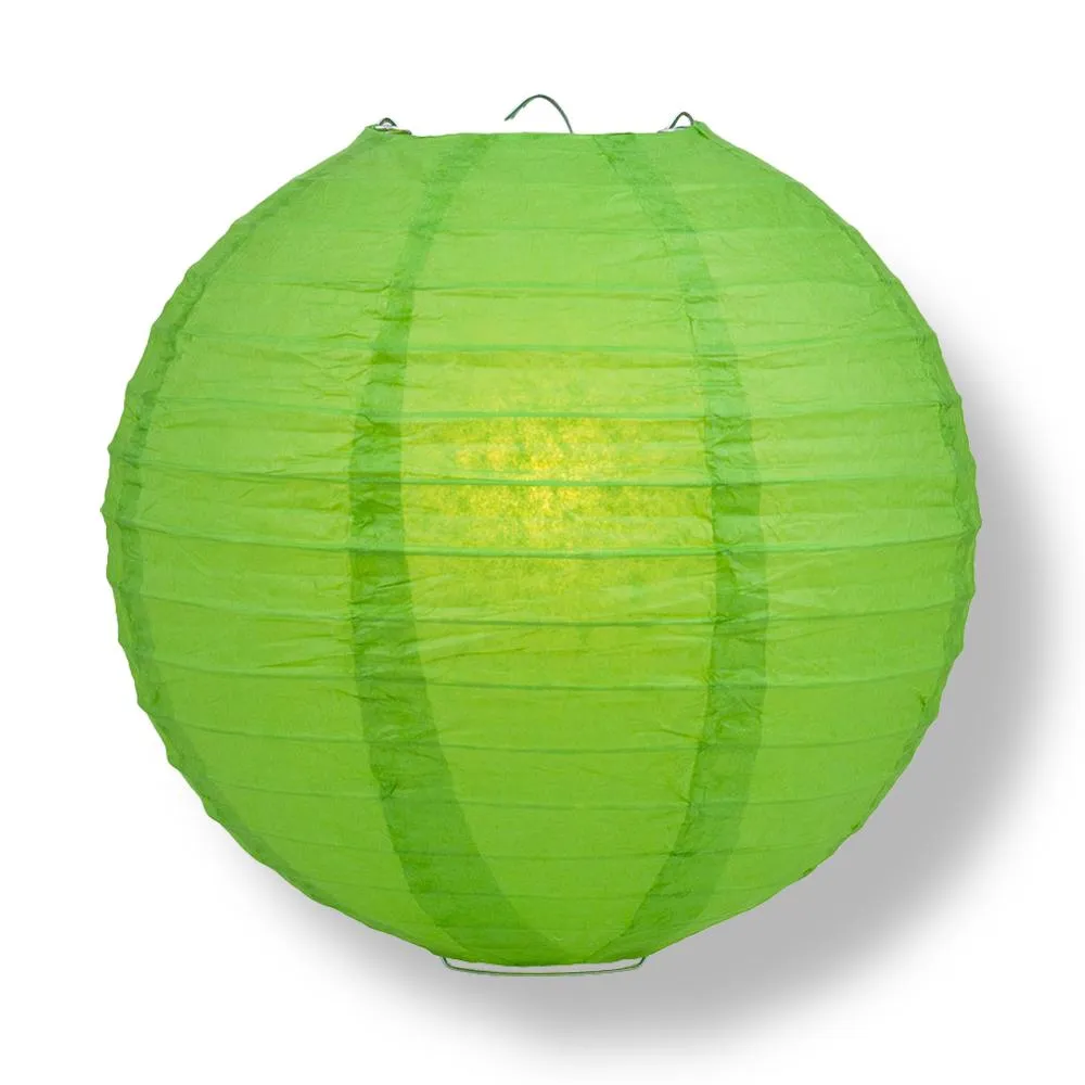 12" Grass Greenery Round Paper Lantern, Even Ribbing, Chinese Hanging Wedding & Party Decoration