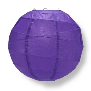 12" Plum Purple Round Paper Lantern, Crisscross Ribbing, Hanging Decoration