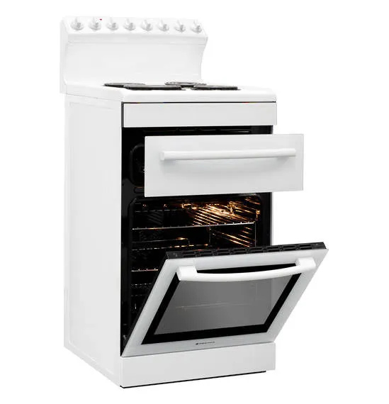 540mm Freestanding Stove, Radiant Coil Cooktop, Electric Oven, White FS54R