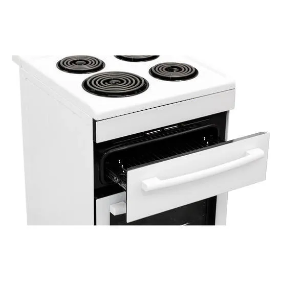 540mm Freestanding Stove, Radiant Coil Cooktop, Electric Oven, White FS54R