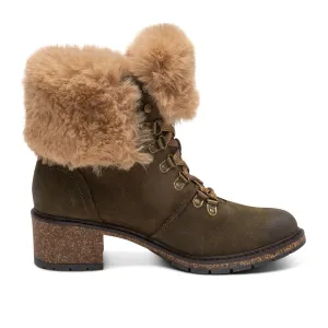 Aetrex Brooklyn Mid Boot (Women) - Khaki Leather