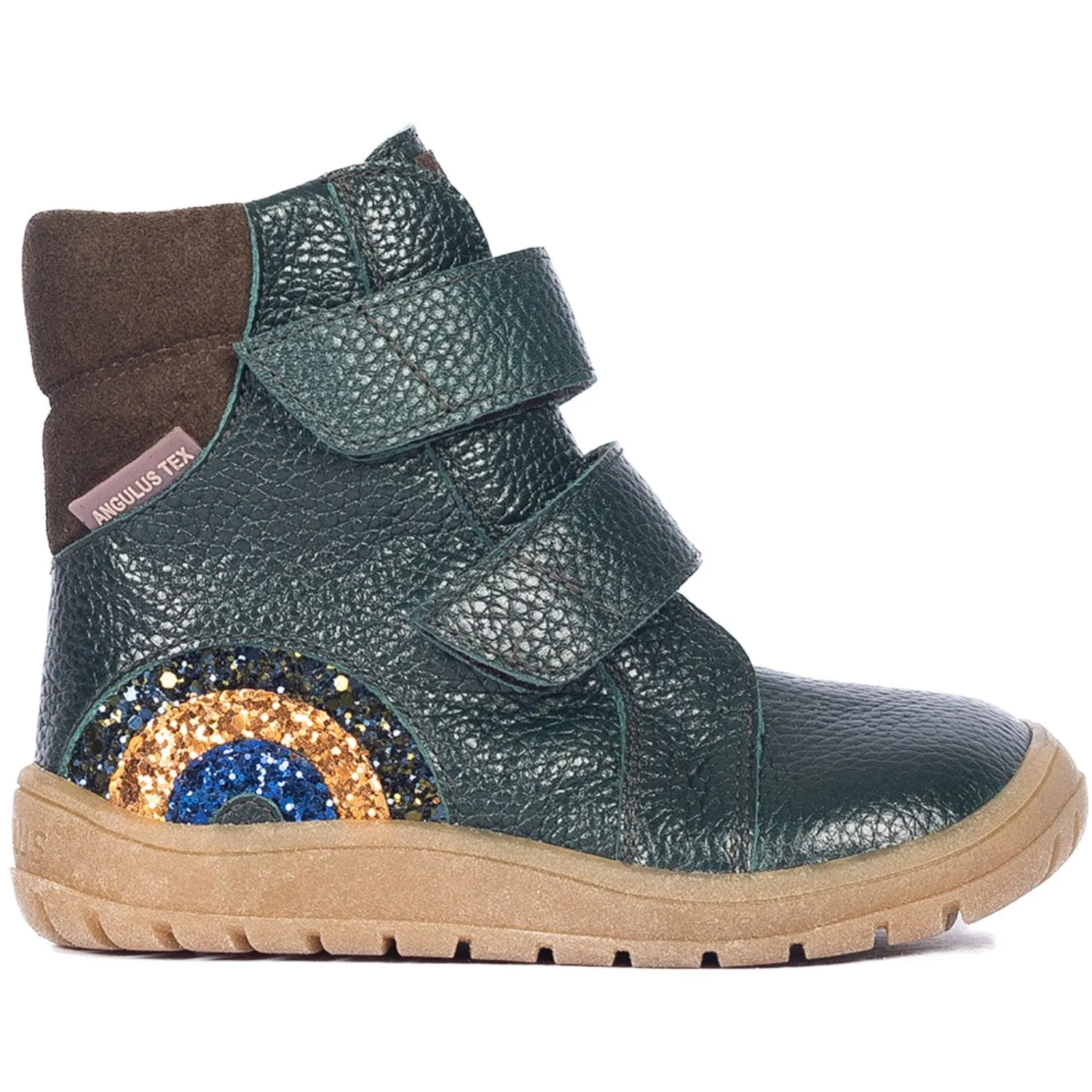 Angulus Deep Teal/Forrest/Glitter Tex Boot with Sparkling Glitter Rainbow