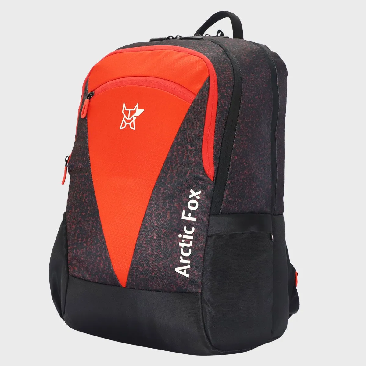 Arctic Fox Glitch Fiery Red 36 Ltr Everyday  School  Bag and Hiking Backpack with Poncho Rain Jacket