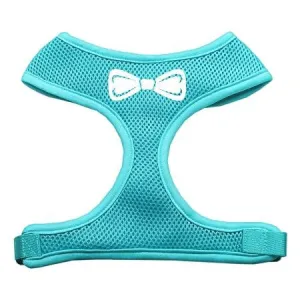 Bow Tie Screen Print Soft Mesh Harness Aqua Large