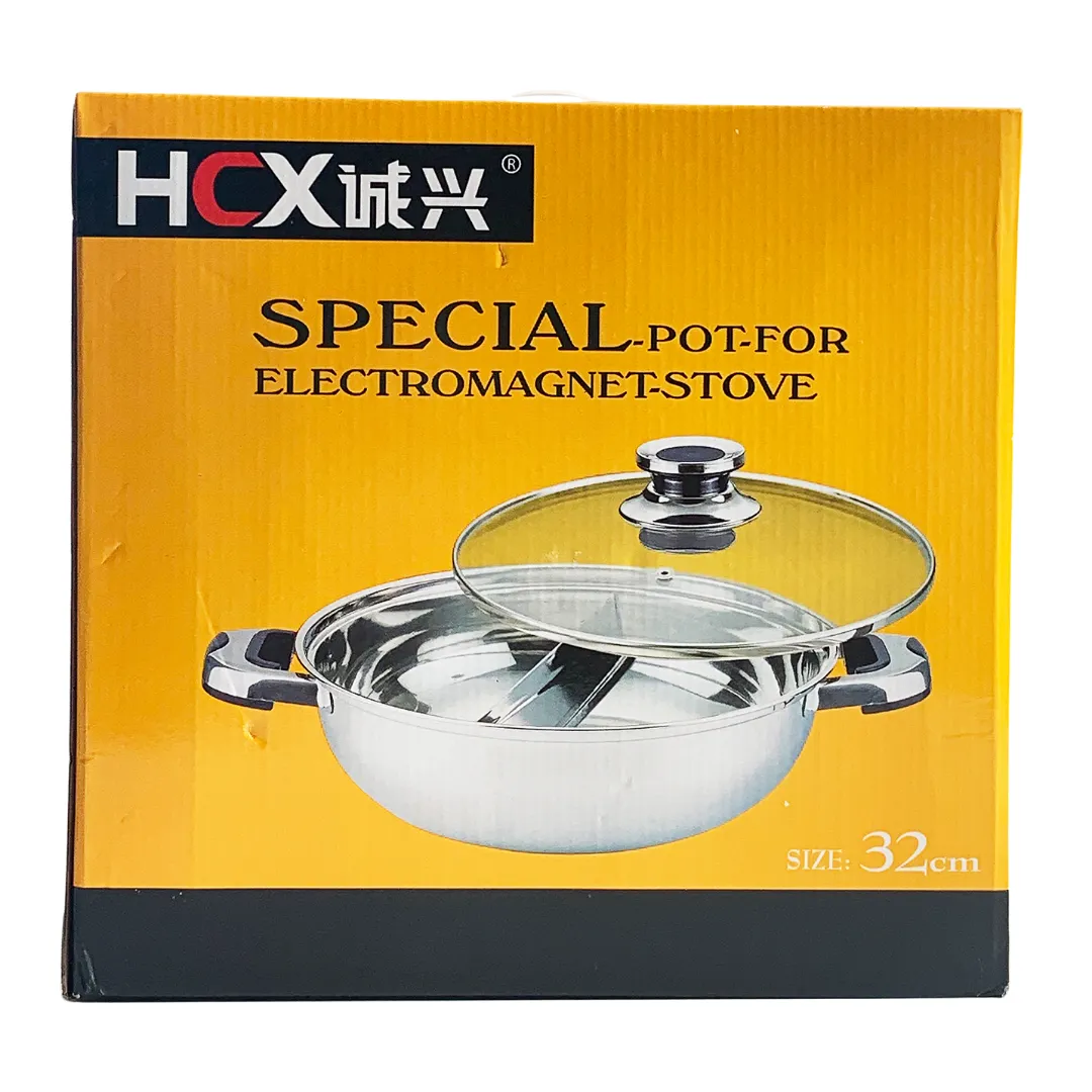 Divided Steamboat Hotpot Pot with Lid 32cm