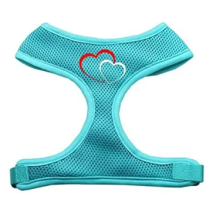 Double Heart Design Soft Mesh Harnesses Aqua Large