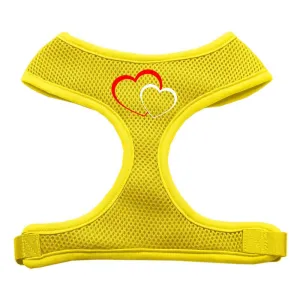 Double Heart Design Soft Mesh Harnesses Yellow Large