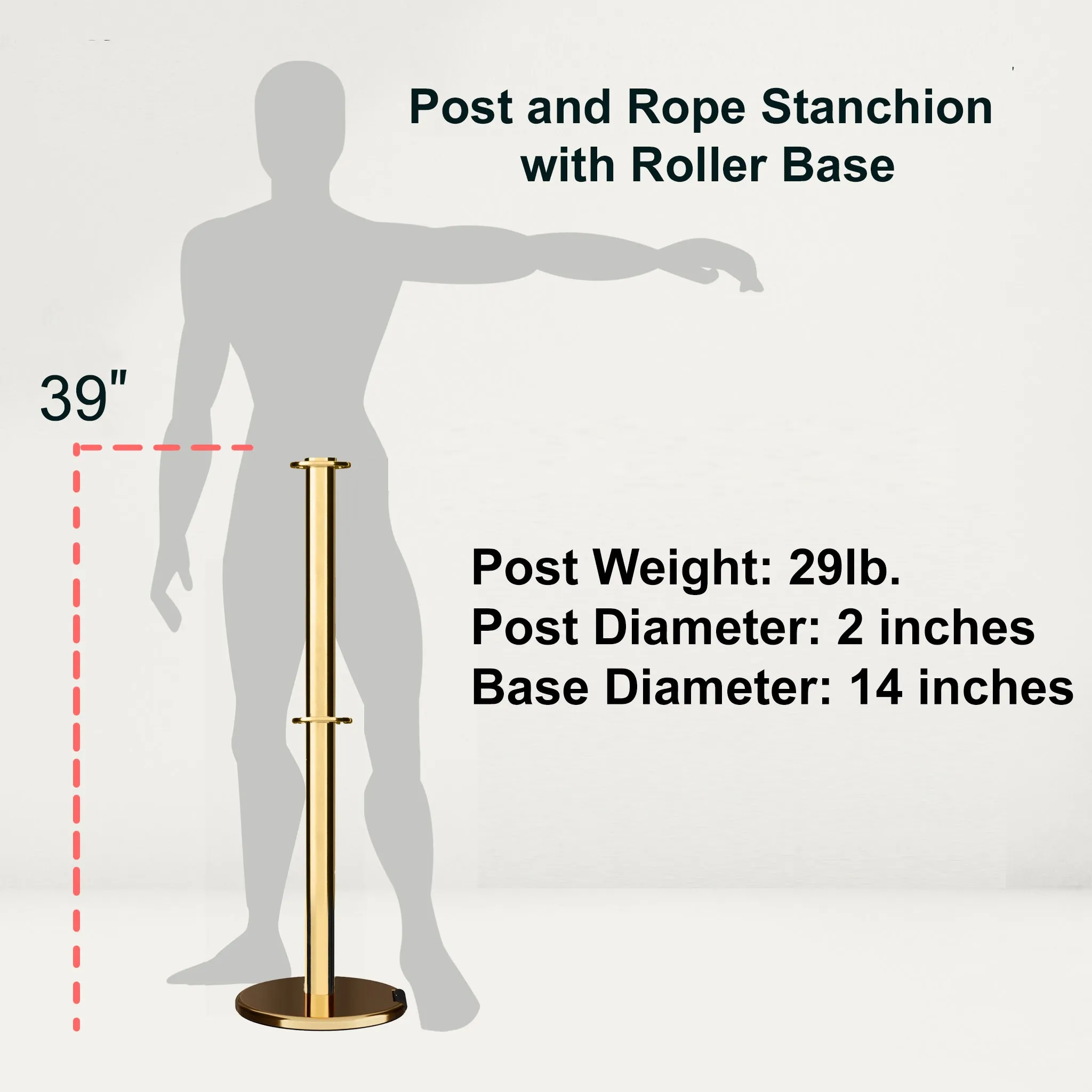 Flat Top Dual Rope Stanchion with Roller Base - Montour Line CELineD