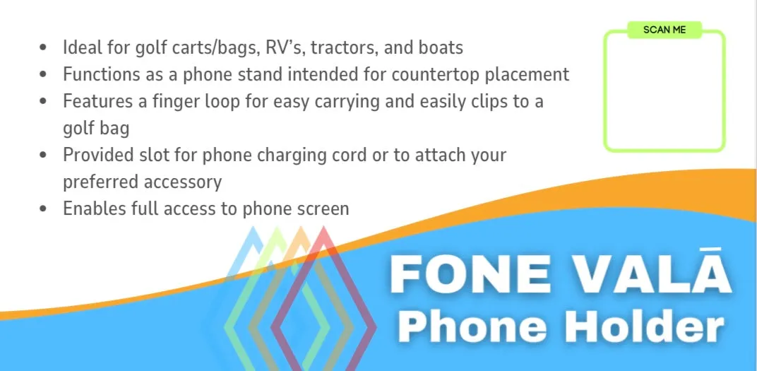 FONE VALĀ - Golf Cart/UTV/Boat Phone Holder - New for 2025