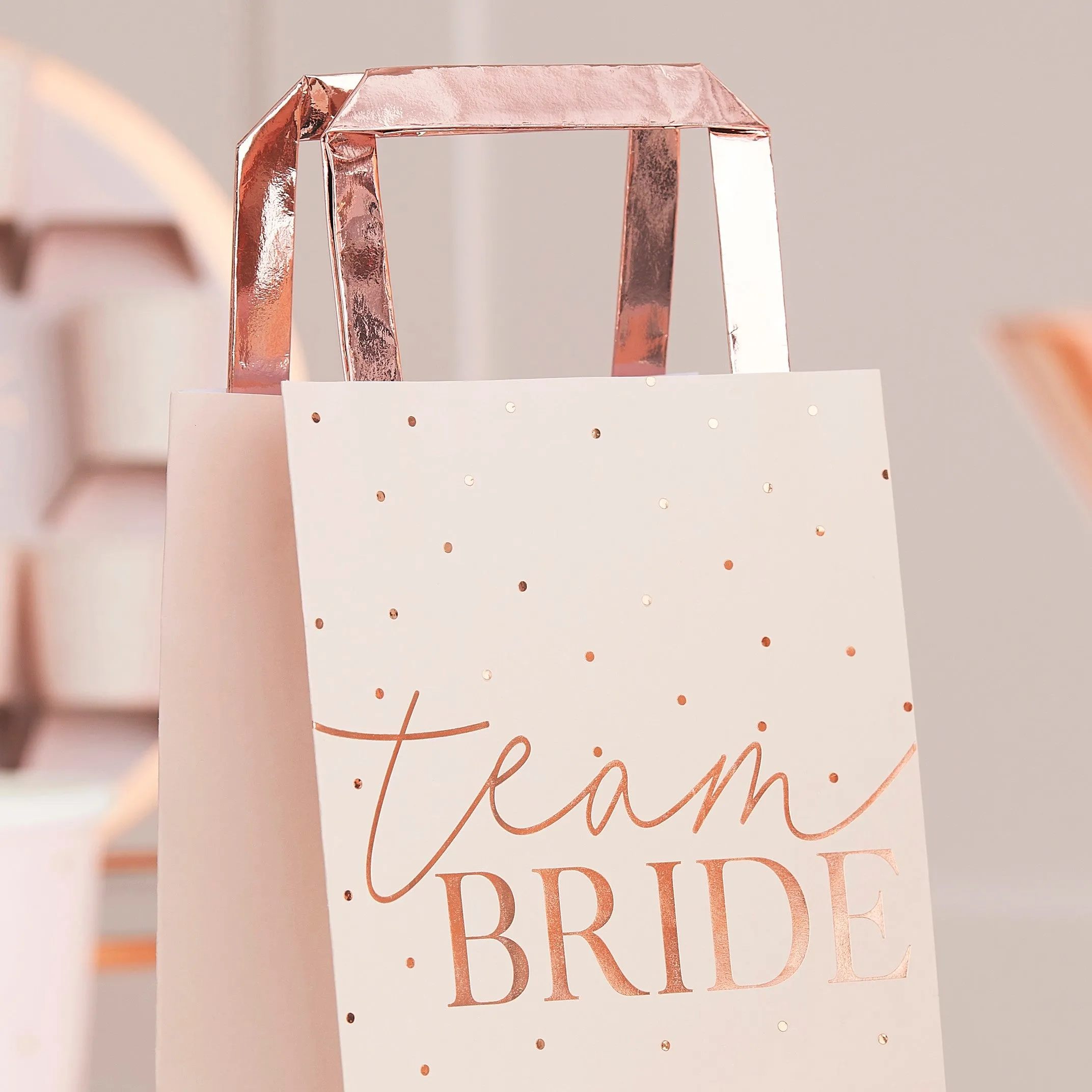 Ginger Ray Team Bride Rose Gold Foiled Hen Party Bags - 5 Pkt