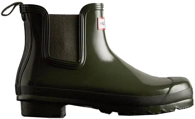 Hunter Wellies Womens Original Gloss Chelsea Boot Dark Olive