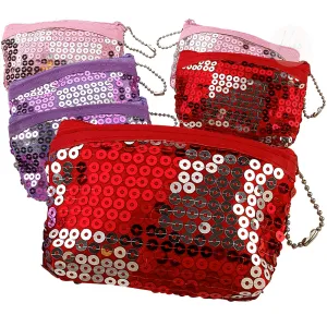 Kicko Mini Sequin Key Chain Coin Purses - 6 Pack - for Kids, Arts, Crafts, Party Favors