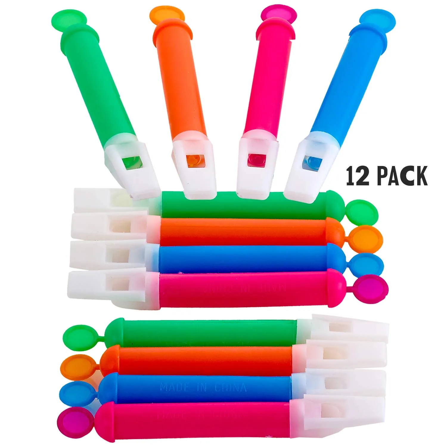 Kicko Mini Slide Whistles - 12 Pack - 4.5 Inch - for Kids, Party Favors, Stocking