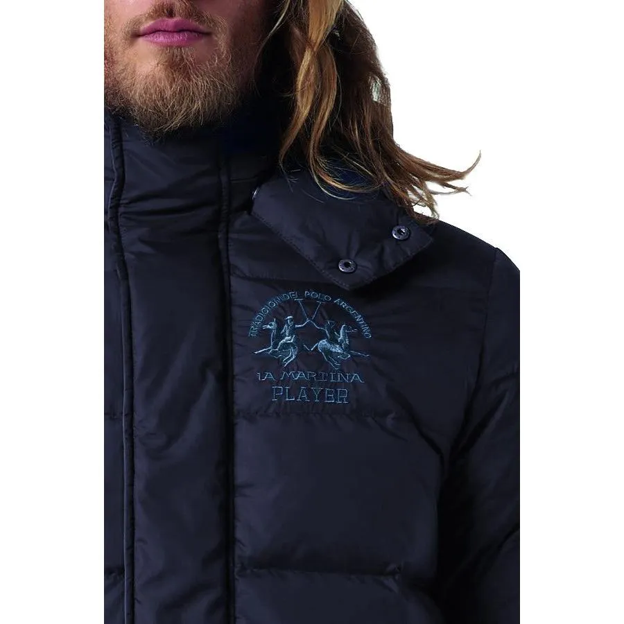 La Martina Elegant Sports Jacket with Hood in Navy Blue