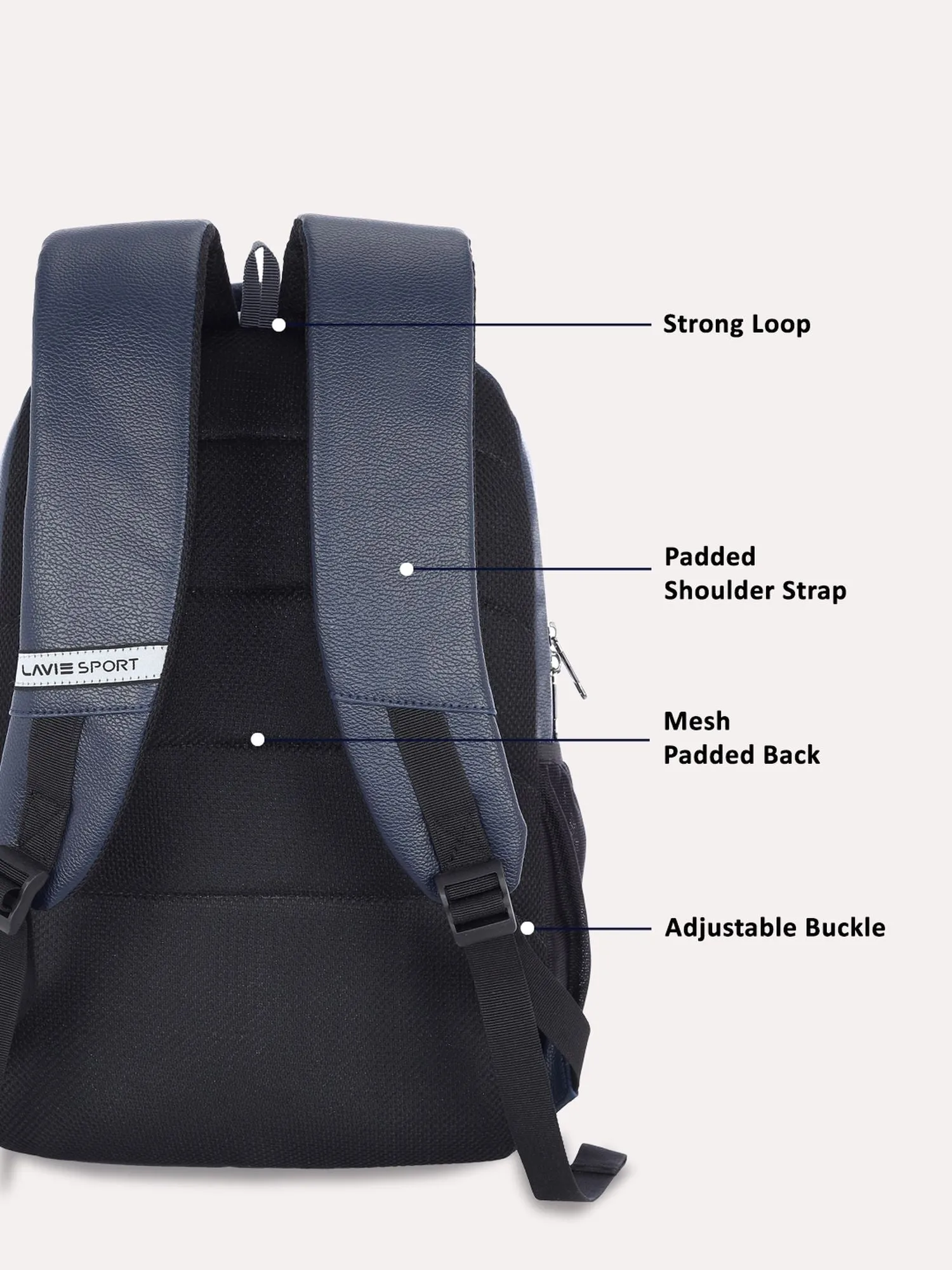 Lavie Sport Mode Gear 30L Laptop Backpack For Men & Women Navy