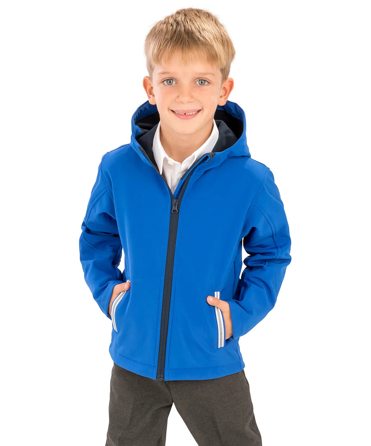 Navy/Royal - Core junior TX performance hooded softshell jacket