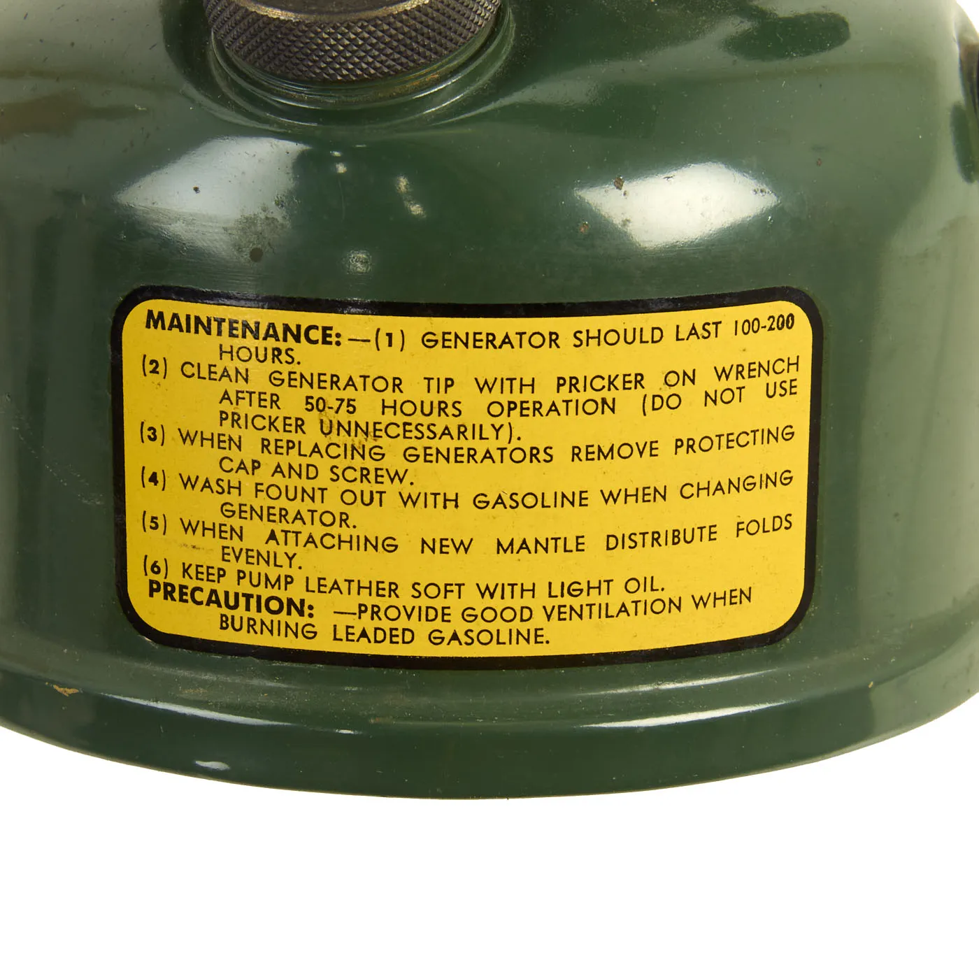 Original U.S. WWII 1944 Dated Coleman 252 Milspec Gasoline Lantern