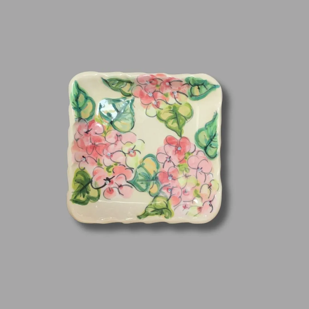 Pink Hydrangea Mini Square Tray