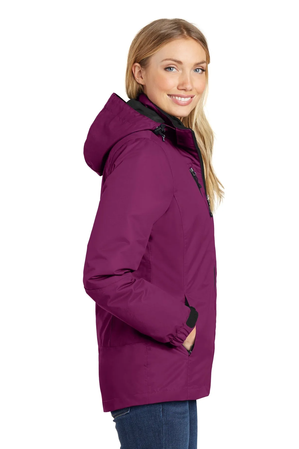 Port Authority Ladies Vortex Customized Waterproof 3-in-1 Jackets, Very Berry/ Black