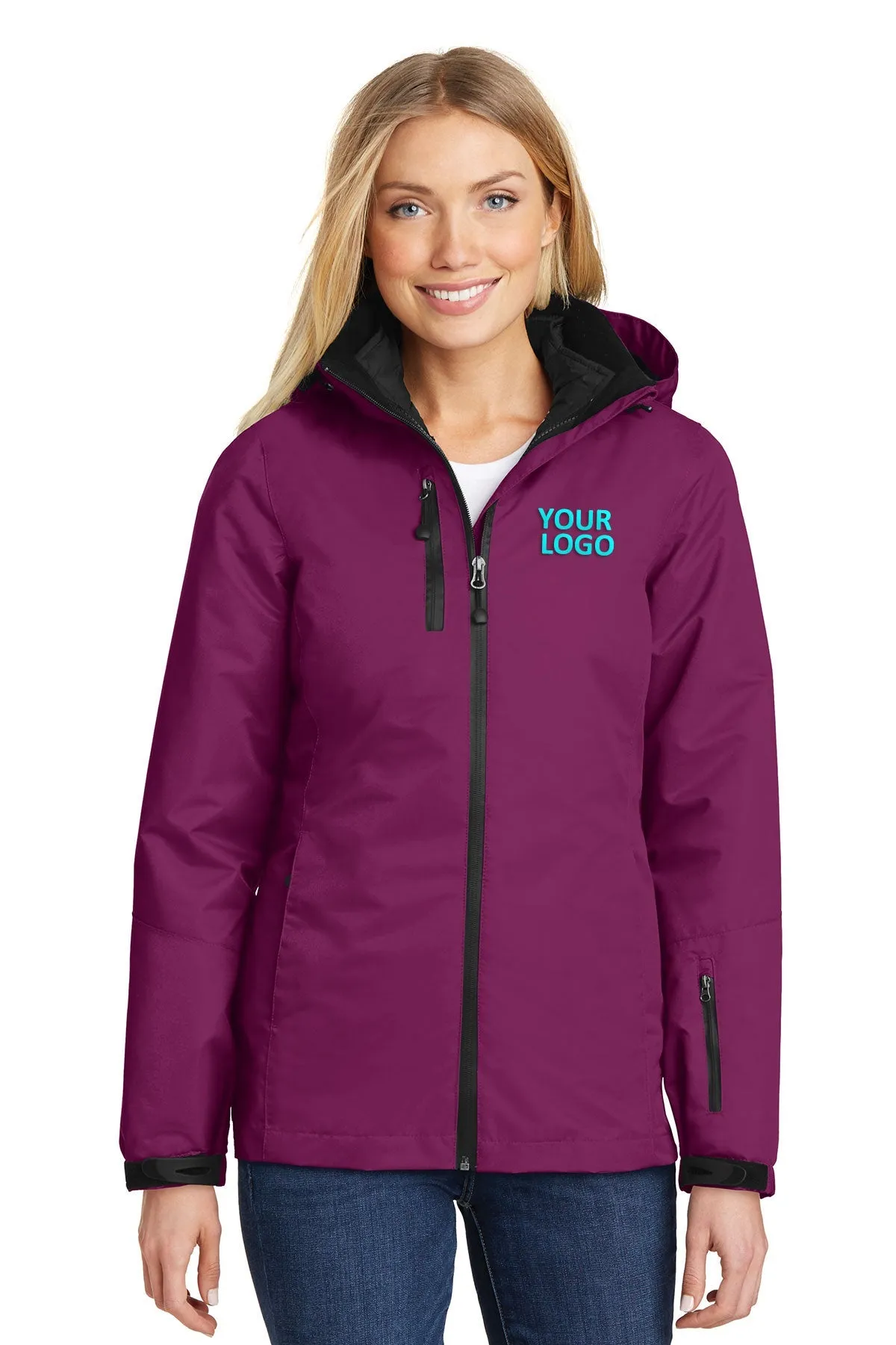 Port Authority Ladies Vortex Customized Waterproof 3-in-1 Jackets, Very Berry/ Black