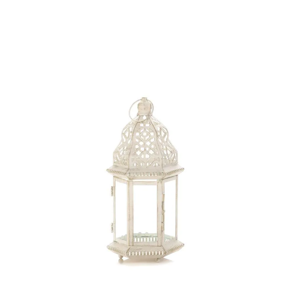 Small Distressed White Lantern