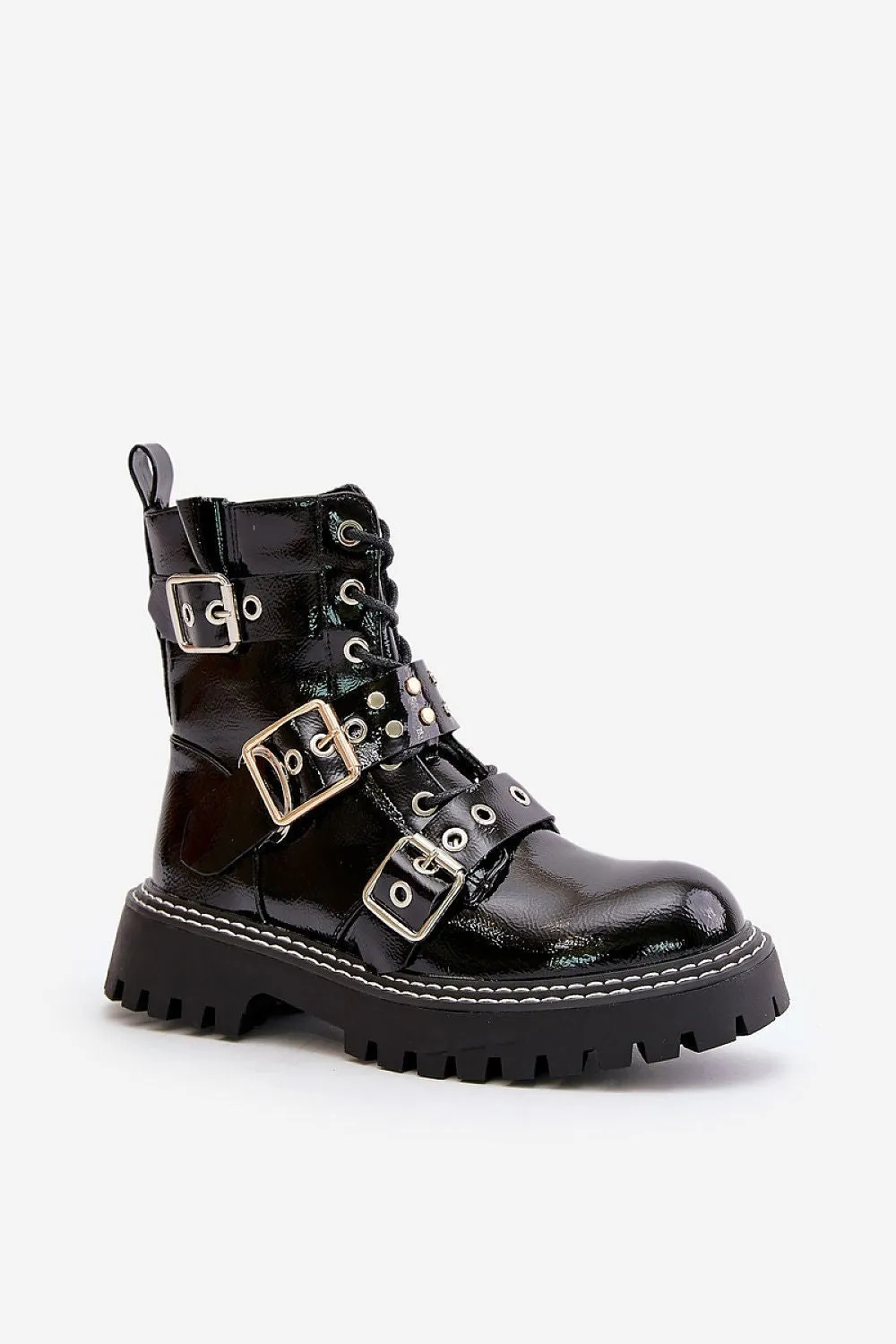 TEEK - Black Zip Laced Buckle Boots