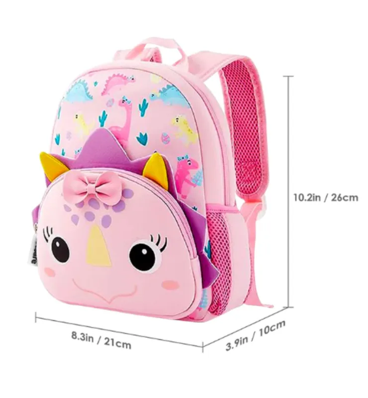 Totsafe 3D Neoprene Animal Backpack: Trixie Triceratops (Pink)