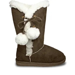 Women's 13-inch Side Tie Microfiber Boots - Chocolate